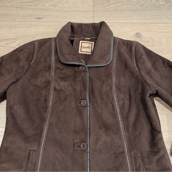 EXCELLED Collection Brown Faux Suede Button Up Long Sleeve Jacket Coat Size‎ XL - Picture 4 of 13